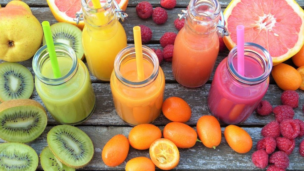 smoothies, fruits, colorful